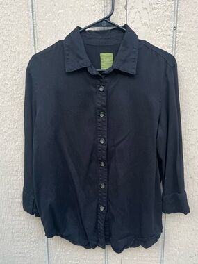 Pulp Black Tencel Cuffed Sleeve‎ Button Up Shirt Medium